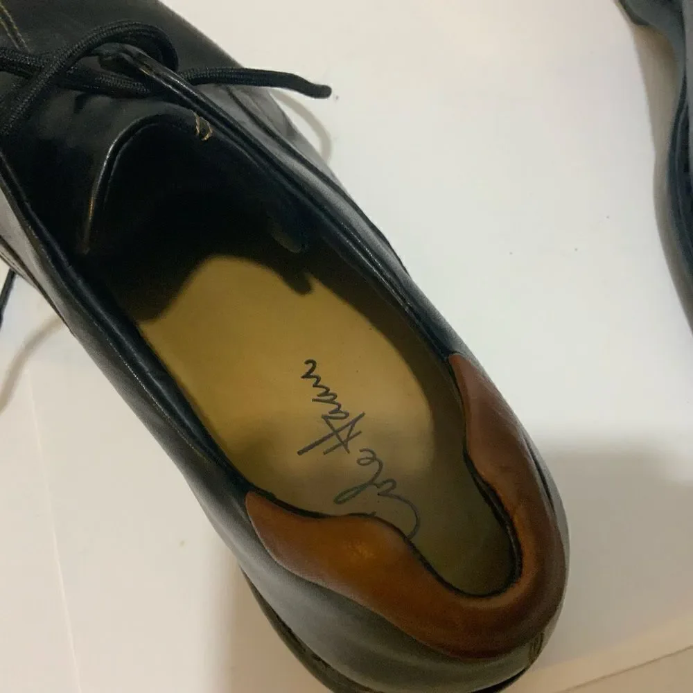 Cole Haan Black Leather Zeno Lace Up Mens Oxford Loafer Dress Shoes